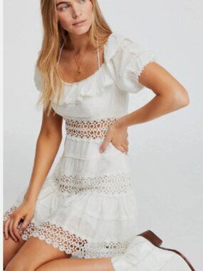 Free People Cruel Intentions Lace Mini Dress Ivory - Size 6